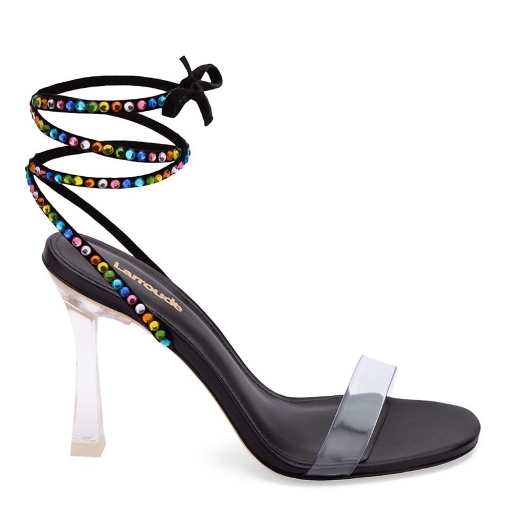 Larroud Suede Disco Gloriaembellished Wrap Sandal Heels